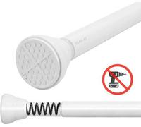 Unyqoos® Barra de cortina extensible de 125–220 cm, blanca – Barra tensada y de sujeción sin necesidad de taladrar, de acero inoxidable y silicona, ideal para cortinas pesadas