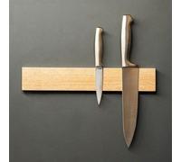 Unyqoos® Barra magnética para cuchillos, 35 x 6 cm, fabricada en madera maciza de caucho – barra magnética resistente para cuchillos y utensilios de cocina magnéticos, montaje sencillo, sujeción segur