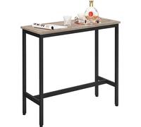 Unyqoos® Blois: Mesa auxiliar rectangular y estrecha, de 100x40x90 cm, color grisáceo-, fabricada con tablero de aglomerado y estructura de acero. Base metálica estable de 25x25 mm, diseño industrial
