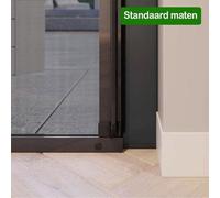 Unyqoos® Bruynzeel S700: Puerta enrollable para mosquiteras, 110 x 235 cm, color (RAL 9005) – parcialmente montada, con barra magnética de cierre invisible, sistema de amortiguación y tensión de resor