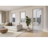 Unyqoos® CanDo: Puerta mosquitera enrollable de 105x205 cm, color blanco. Se enrolla, con cierre magnético, anchura ajustable y una discreta caja de 5 cm