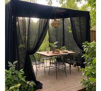 Unyqoos® Cortinas exteriores transparentes, resistentes a la intemperie, juego de 2, de 160 x 305 cm, tela de poliéster tejida con bolsillo para barra de 6 cm, protección UV e impermeables, ideales pa