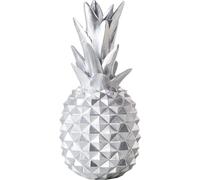 Unyqoos®: Decoración de piña de poliresina – adorno de mesa plateado, 11 x 11 x 21 cm, resistente a las heladas y a los rayos UV, ideal para salón y balcón