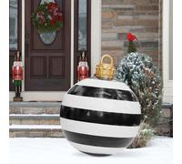Unyqoos® Esfera navideña inflable de 60 cm: decoración exterior de PVC resistente a la intemperie, ideal para jardín, puerta y fiestas, con luces