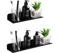 Unyqoos® Estanterías para ducha sin taladro – Juego de 2 estantes adhesivos para ducha, fabricados en aluminio espacial, color , 30/40 x 11 x 5 cm, con desagüe, pulidos a mano, resistentes a la corros