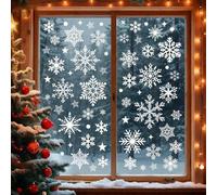 Unyqoos®: Grandes adhesivos para ventanas con forma de copos de nieve, reutilizables, ideales para la decoración navideña, con motivos de estrellas y puntos, visibles por ambos lados, resistentes al a