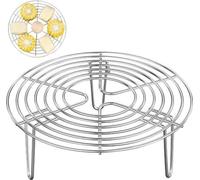 Unyqoos® Inserto para cocinar al vapor, redondo, 19,5 x 5,5 cm, 1 unidad – Acero inoxidable 304, soporte para cocinar al vapor con 3 patas, apto para olla a presión/Instant Pot, color plateado, rejill