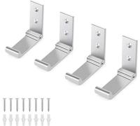 Unyqoos® Juego de 4 ganchos abatibles para pared – Aleación de aluminio, ganchos abatibles para ropa de 74 x 65 mm, fijación con tornillos de 29 mm, capacidad de carga de 15 kg, color plateado
