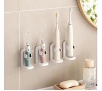 Unyqoos®: Juego de 4 soportes de montaje en pared para cepillos de dientes eléctricos, diseño que ahorra espacio, fabricados en ABS sin necesidad de taladrar, almacenamiento higiénico y compatibilidad