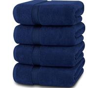 Unyqoos® - Juego de 4 toallas de baño – 69 x 137 cm, 100% algodón hilado en anillo, suaves y absorbentes, con doble costura, ideales para el baño, la piscina y el spa