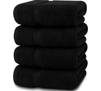 Unyqoos® Juego de 4 toallas de baño premium, 69 x 137 cm – 100% algodón hilado en anillo, especialmente absorbente y suave, con doble costura y de secado rápido