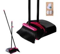 Unyqoos® Juego de escobas – Escoba y paleta con mango de 90,5/126 cm, 5 barras de acero inoxidable, escoba de 4 capas, soporte de pared, para el hogar y la oficina