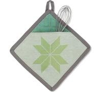 Unyqoos® Kela Keuken: Juego de agarraderas "Carla", 4 unidades, algodón, 20 x 20 cm, color verde. Protección térmica para la cocina