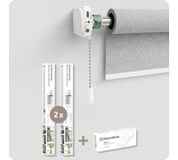 Unyqoos® Kit de actualización Rollo-Motor 2 unidades – Motor recargable mediante USB-C, sin cables, con mando a distancia de 5 canales, color blanco, universal, compatible con domótica (puente se vend