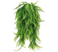 Unyqoos® Kunstfarn, set de 2 unidades: plantas decorativas colgantes realistas y de fácil cuidado, hechas de plástico con alambre de hierro, color verde, para interiores y exteriores