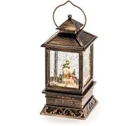 Unyqoos® Linterna de nieve LED de tamaño mediano: decoración navideña para interiores que crea un ambiente acogedor, funciona con pilas (3 x LR14), IP20