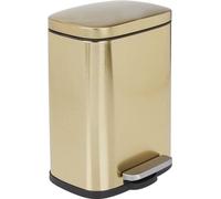 Unyqoos® mDesign: Cubo de basura pequeño de 5 litros con pedal, con tapa y cubo interior de plástico, de forma redonda, de acero inoxidable/metal, ideal para baño, cocina y oficina, con acabado en lat