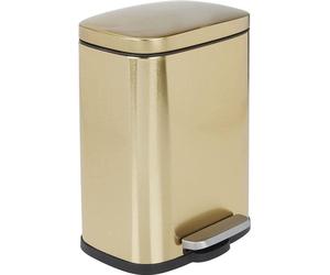 Unyqoos® mDesign: Cubo de basura pequeño de 5 litros con pedal, con tapa y cubo interior de plástico, de forma redonda, de acero inoxidable/metal, ideal para baño, cocina y oficina, con acabado en lat