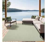 Unyqoos® Mistra: alfombra robusta para exteriores, fabricada en polipropileno, resistente a la intemperie, con protección UV y permeable al agua, de color verde, de 80 x 150 cm, ideal para balcones y
