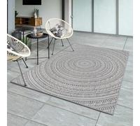 Unyqoos® Mistra: Alfombra robusta para exteriores, fabricada en polipropileno, resistente a la intemperie y fácil de limpiar, ideal para balcones, terrazas o cocinas. Color antracita con un estampado