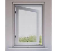 Unyqoos® Mosquitera enrollable Bruynzeel S500 para ventanas, 83x150 cm, color blanco, aluminio, parcialmente montada, sistema enrollable automático, cierre magnético