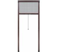 Unyqoos® Mosquitera enrollable Deluxe, color marrón, 58x150 cm – Casete de aluminio con malla gris, para montaje interior, barra con sistema de reducción de ruido, cierre a presión, ideal para ventana