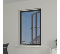 Unyqoos® Mosquitera enrollable para ventanas, 115x155 cm, color blanco: persiana enrollable con sistema de amortiguación, carcasa de aluminio, malla de fibra de vidrio negra y sistema de bloqueo later