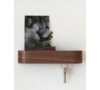 Unyqoos®: Panel de madera para llaves, ideal para colgar en la pared. Incluye 6 ganchos reforzados y discretamente ocultos, un estante con superficie antideslizante, y viene con plantilla de montaje, 