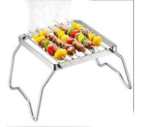 Unyqoos®: Parrilla de camping de acero inoxidable plegable con rejilla portátil. Parrilla grande y compacta para uso en exteriores, ideal para fuego abierto, carbón, gas y estufas de camping. Cuenta c