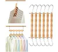 Unyqoos®: Perchas de madera maciza de haya, que ahorran espacio (juego de 6), antideslizantes, con 5 orificios para colgar, utilizables horizontal o verticalmente, y que ahorran hasta un 80% de espaci