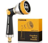Unyqoos®: Pistola de jardín metálica al 100% – diseño robusto con anodizado, control con el pulgar, boquilla de alta presión, 8 patrones de pulverización ajustables para plantas y automóviles