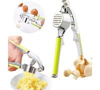 Unyqoos® Prensa de ajo 2 en 1, prensadora de ajo y nueces de acero inoxidable, con mango de silicona antideslizante, apta para lavavajillas, 1 unidad
