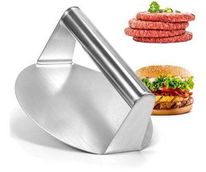 Unyqoos®: Prensa para hamburguesas de acero inoxidable 304, diámetro 14 cm. Permite una cocción uniforme y rápida, ideal para la parrilla y la sartén