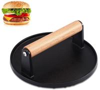 Unyqoos®: Prensa para hamburguesas de hierro fundido – una robusta prensa para parrilla con mango resistente al calor, ideal para cocinar hamburguesas, filetes y sándwiches de manera uniforme