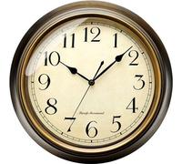 Unyqoos® Reloj de pared clásico y silencioso de 33 cm – Diseño retro con esfera grande y números arábigos, sin tictac, funciona con batería (1 pila AA, pila no incluida)