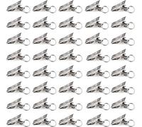 Unyqoos® Somstyle, juego de 40 ganchos para cortinas con abrazadera, acero inoxidable (RVS), color plateado, 26 x 10 mm – universales para cortinas y rieles