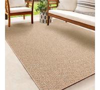 Unyqoos® The Carpet KANSAS: Alfombra robusta para interiores y exteriores, con aspecto de yute, resistente a la intemperie y a los rayos UV, con un diseño circular de color natural, de 80 x 150 cm