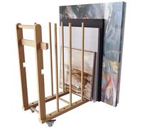 UNZERO Estante de almacenamiento de arte, almacenamiento de lienzo artístico, estante de secado de arte, estante de almacenamiento de arte con asa y ruedas giratorias para tablero de dibujo, panel,