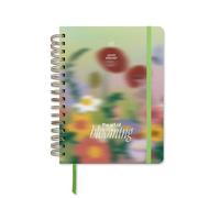 UO Agenda Escolar Bloom Día Página: Empieza en septiembre de 2026 y Acaba en Agosto de 2027, Tapa Dura, con 134 Stickers, Goma elástica, Marcador de Regla y Cinta de Registro, Verde Lima