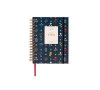 UO Agenda Escolar En la flor de la vida Día Página en versión académica: de septiembre de 2023 hasta agosto de 2024, Tapa dura, con 127 stickers, Goma elástica y Cinta de registro, Multicolor,