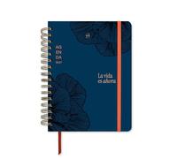 UO Agenda Escolar Kyoto Día Página: Empieza en septiembre de 2026 y Acaba en Agosto de 2027, Tapa Dura, con 134 Stickers, Goma elástica, Marcador de Regla y Cinta de Registro, Azul