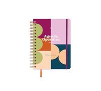 UO Agenda Escolar Opositiva Día Página: Empieza en septiembre de 2025 y Acaba en Agosto de 2026, Tapa Dura, con 127 Stickers, Goma elástica y Cinta de Registro, Multicolor