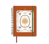 UO Agenda Escolar Sunset Día Página: Empieza en septiembre de 2026 y Acaba en Agosto de 2027, Tapa Dura, con 134 Stickers, Goma elástica, Marcador de Regla y Cinta de Registro, Marrón Terracota