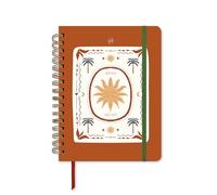UO Agenda Escolar Sunset Semana Vista: Empieza en septiembre de 2026 y Acaba en Agosto de 2027, Tapa Dura, Incluye 134 Stickers, Goma elástica, Marcador de regla y Cinta de Registro, Marrón Terracota