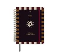 UO Agenda Escolar Universo Día Página: Empieza en septiembre de 2026 y Acaba en Agosto de 2027, Tapa Dura, con 134 Stickers, Goma elástica, Marcador de Regla y Cinta de Registro, Negra