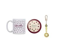 UO Kit Regalo Abuela Te Quiero Mucho - Taza + Posavasos + Llavero - Pack Completo para Abuela - Regalo Original Día de la Madre - Cerámica y Metal