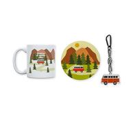 UO Kit Regalo Contigo al Quinto Pino - Taza + Posavasos + Llavero - Pack Completo para Amiga Mejor Amiga - Regalo Original de Amistad - Cerámica y Metal