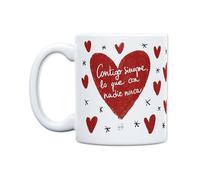 UO Taza Contigo Siempre, Lo Que con Nadie Nunca. Taza para Desayuno. Regalo Lleno de Sentimiento y Amor para Tu Pareja. Detalle Original para San Valentín. Cerámica de Calidad, 350 ml.