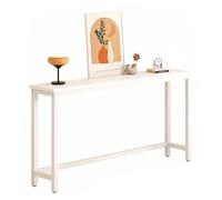 uofgcru Mesa de Entrada Larga, Balda Radiador Madera con Estructura Metálica, Consola Recibidor para Sala de Estar, Bistró y Espacios Pequeños - Blanco(140×15×80cm)