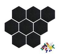 Uoisaiko Tablero de Corcho Pared Hexagonal: Tablón de Anuncios con 20 Chinchetas - Paquete de 8 Tableros Autoadhesivos de Fieltro para Oficina